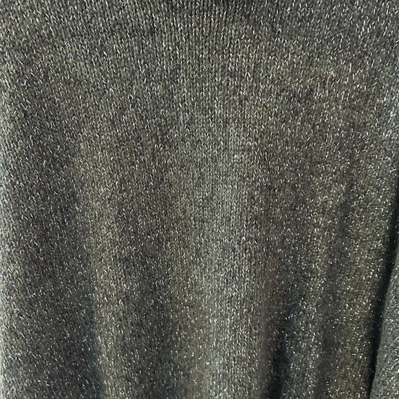 LOFT Dark Green Sparkly Short Sleeve Knit Turtleneck Poncho Sweater Medium NWT - Picture 2 of 8